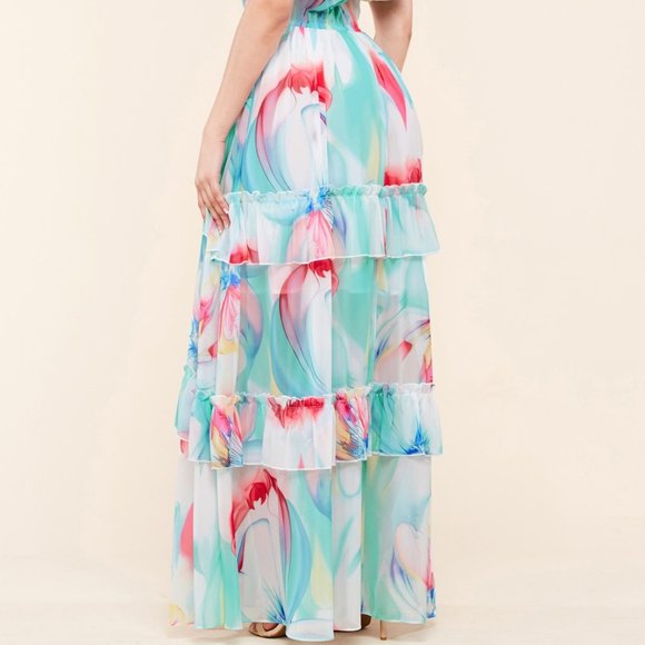 Latiste Floral Chiffon Watercolor Maxi Dress - Picture 7 of 15